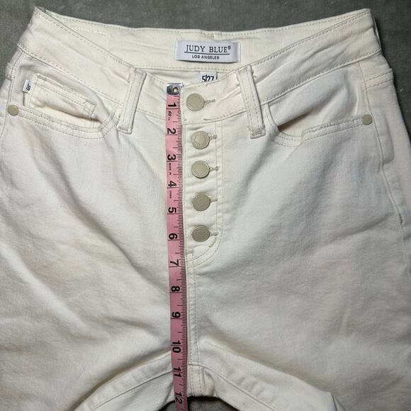Judy Blue Wide Leg Crop Jeans Women Size 27 White Denim Button Fly Stretch 27x23 - Picture 7 of 13